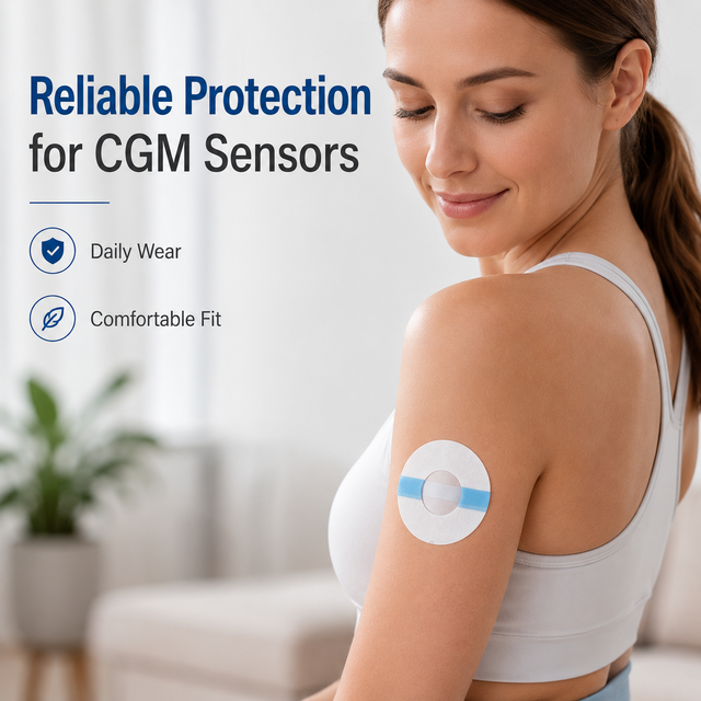 CE Custom Logo CGM Overlay Patch PU Material Breathable Sweatproof Waterproof Sensor Retention Tape for Active Users