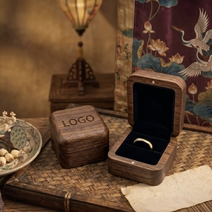 Jewelry <b>Box</b> Walnut Solid Wood Wedding <b>Ring</b> <b>Box</b> for Wedding on Diamond <b>Ring</b> Valentine's Day Gift Trinkets Storage Table - Product Image 2