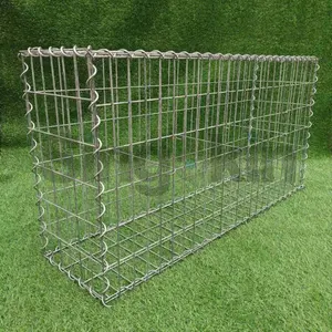 Keranjang gabion kandang batu lasan baja galvanis 100x50x30cm untuk pagar dinding/penghalang batu