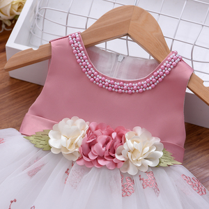 Vestido de Fiesta Formal con Cuello de Perlas para Bebés y Niñas, Vestido de Boda Bordado para Niña Pequeña de 1er Cumpleaños con Flores - Product Image 4