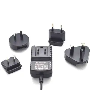 12v 1a 12w interchangeable plug power adapter 5.5*2.1mm 5.5*2.5mm DC jack