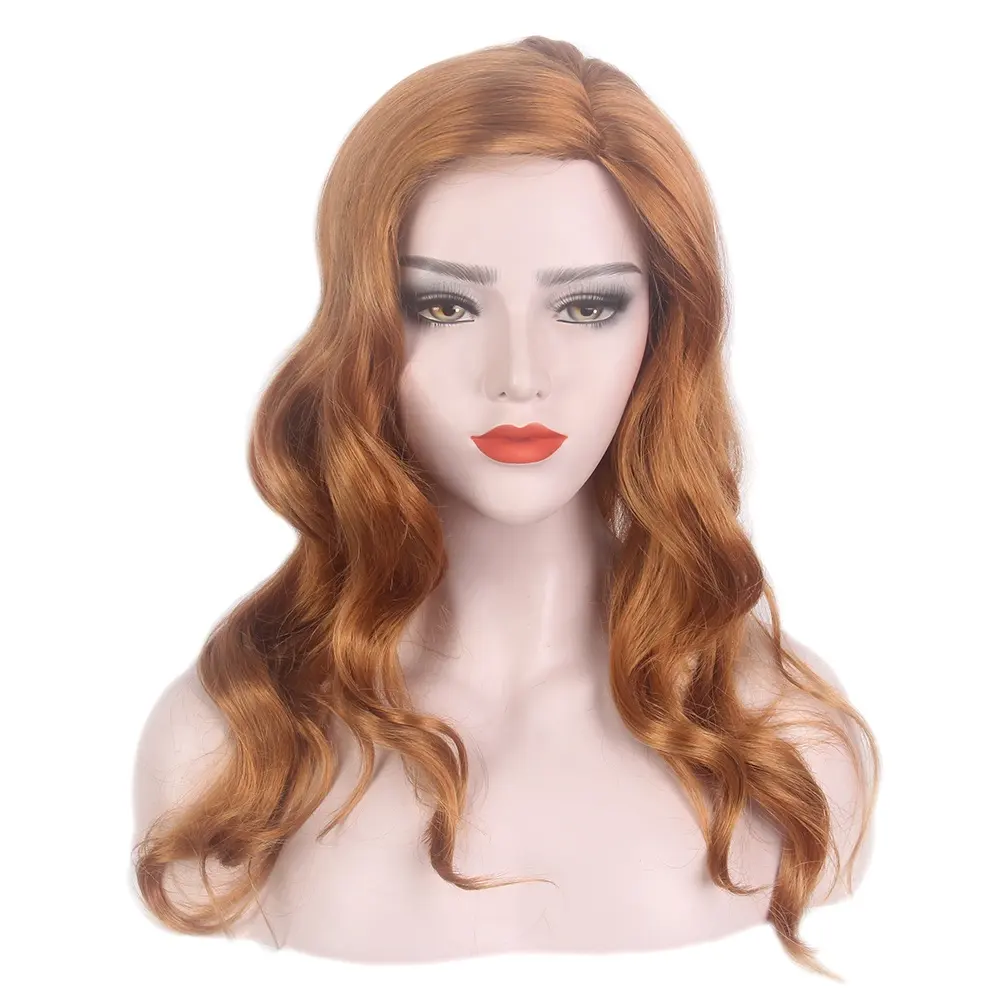 ST Factory-Peluca de cabello sintético para mujer, pelo largo y rizado, color rubio rojizo, disfraz de bruja escarlata, precio bajo, venta al por mayor