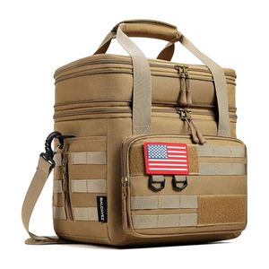 RALOHYEZ Tactical Insulated Cooler <b>Bag</b> With American Flag Patch Zipper Closure Oxford Cloth <b>Lunch</b> Box Keep <b>Cool</b> Outdoor Use - Product Image 1