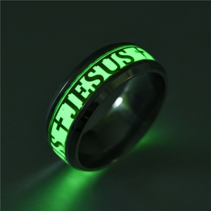 Anillo con Diseño de Alfabeto, Joyería Religiosa, Anillo con Cruz de Jesús e Iniciales para Hombre, Anillo Luminoso que Brilla en la Oscuridad - Product Image 1