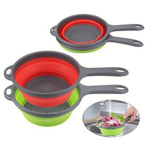 USSE Lot de 3 passoires pliables en silicone vert pour la cuisine Passoires de 6 pintes pour légumes - Product Image 4