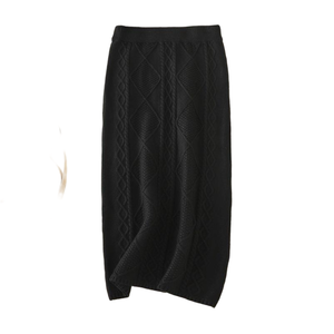 Solid Color Casual Autumn and Winter Wool Knitted <strong>Skirt</strong> Women 2025 New Straight Woolen Hip <strong>Wrap</strong> <strong>Skirt</strong> - Product Image 3