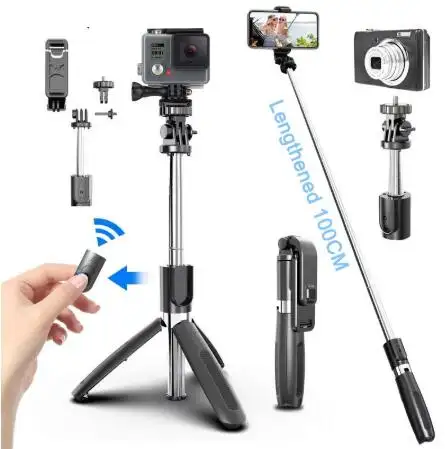 Tripé de selfie 4 em 1 sem fio universal, dobrável e monopods para smartphones, gopro e câmeras de ação esportivas