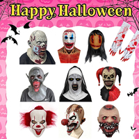Masque d'Halloween effrayant en latex, couvre-chef de clown sanglant, fantôme, zombie, accessoire d'horreur pour maison hantée et escape room, cosplay