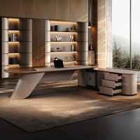 Escritorio Ejecutivo Comercial Personalizado, Moderno, en Forma de L, con Gabinete Lateral, para CEO, Muebles de Oficina para Gerentes