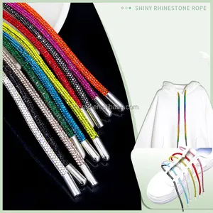 S528 moda strass felpa con cappuccio stringa personalizzata strass corde cristallo strass tubo corda