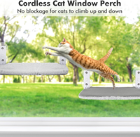 Perchoir de fenêtre pliable sans fil pour chat, hamac pour chat pour fenêtre et mur avec 4 ventouses, cadre en métal robuste