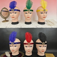 Serre-tête à plumes style Charleston des années 20 avec sequins pour femme, idéal pour costume de fête d'Halloween