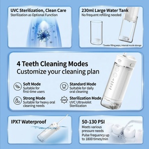 Vente en gros OEM Pulvérisateur buccal personnalisé couleur extensible avec irrigateur de gencives, stérilisateur UVC, 4 modes, IPX7, 230 ml, 1100 mAh, Type-C, longue autonomie - Product Image 3