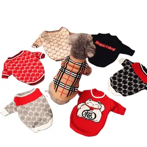 Fashion brand pet dog sweater knitted plush warm puppy cat dog winter clothes