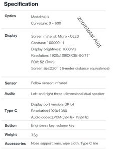 สวิตช์3D แว่นไมโคร LED สำหรับพกพา75ก. พร้อมคลิกเดียวรองรับ0-600องศาสายตาสั้น vrg 3D ลำโพงคู่ - Product Image 4