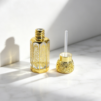 Set Botol Parfum Kaca 3/6/12ml Berhias Emas UV yang Dapat Disesuaikan dengan Tutup Paduan Seng untuk Attar & Minyak Atsiri dengan Kotak