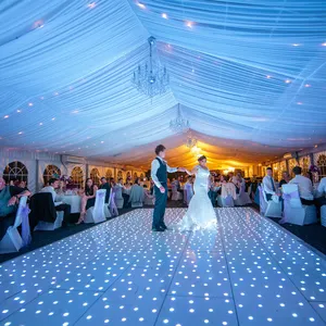 Portable light up disco white wedding starlit video led twinkle starlit dance floor panels hire london