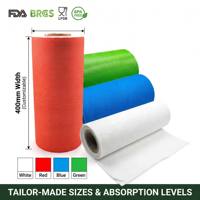Rouleau de tampon absorbant SAP de qualité alimentaire en blanc, bleu, rouge, orange pour l'emballage de viande, de fruits de mer et l'industrie agroalimentaire, certifié BRCGS, tapis absorbant