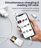Adaptador Lector de Tarjetas de Memoria SD TF 2 en 1 OTG con Conectores Dobles USB Tipo C, Blanco, para iPhone, iPad, Teléfonos y Android