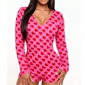 Pijama Enterizo de Manga Larga para Mujer, Cuello en V, Sexy, Casual, para Otoño e Invierno - Product Image 1