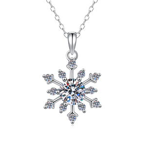 Joyería fina forma <span class=keywords><strong>de</strong></span> copo <span class=keywords><strong>de</strong></span> nieve 1Ct D <span class=keywords><strong>Color</strong></span> VVs1 Moissanite S925 plata esterlina encanto colgante collar regalo <span class=keywords><strong>de</strong></span> compromiso para mujeres - Product Image 1