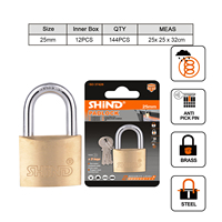 SHIND 37428 cadenas en laiton Type épais 25mm outils de verrouillage étanches résistants à la Corrosion de sécurité supérieure avec trois clés