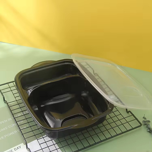 Conteneur alimentaire jetable rond pour gâteaux, boîte de rangement noire, à emporter, micro-ondable - Product Image 3