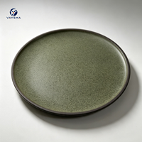 Assiette en céramique émaillée de couleur, plat de service nordique, assiettes en porcelaine pour restaurant