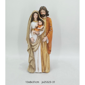 Figurine de Nativité en Résine Finition en Bois Personnalisée StatueJésus Mère Marie avec Bébé Statues de Scène de Nativité de Noël - Product Image 3