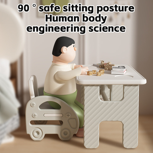 Bureau pliable portable et écologique pour enfants avec chaise de voiture, idéal pour étudier, dessiner et jouer, facile à nettoyer et à ranger - Product Image 4