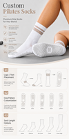 Chaussettes de Pilates personnalisées antidérapantes, broderie blanche avec logo, chaussettes de sport