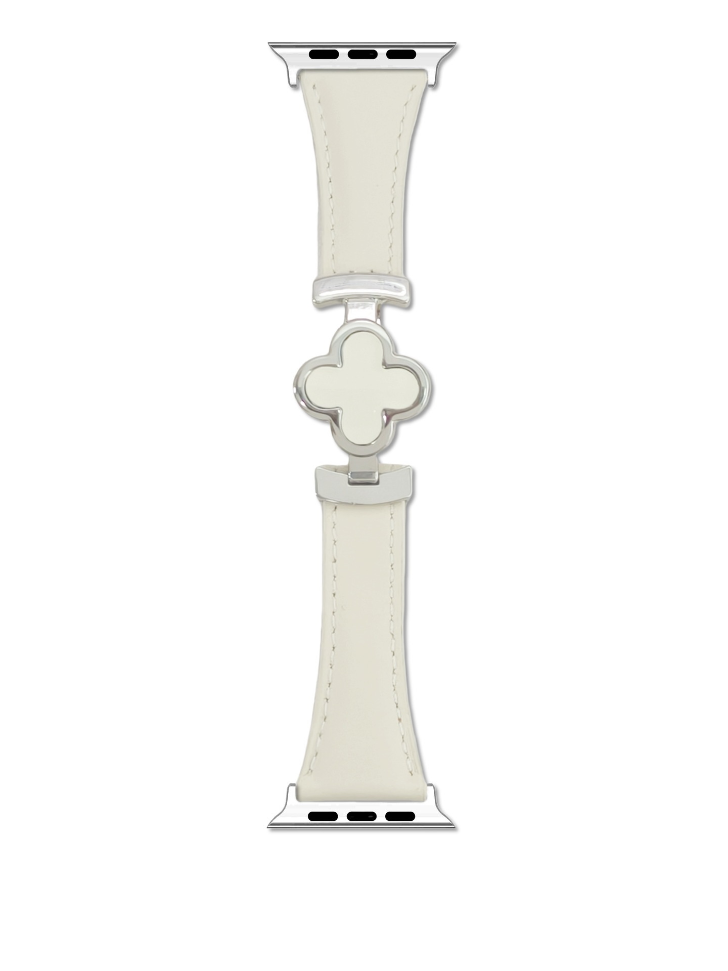 Boucle riz blanc-argent-fleur blanche