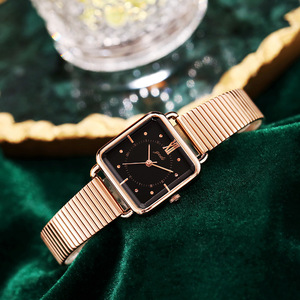 Montre pour femme à cadran carré rétro à succès, style Instagram de niche de haute valeur, bracelet en alliage, montre à quartz étanche - Product Image 5