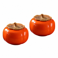 Pot en céramique en forme de kaki, ornement de table, idéal pour la décoration d'automne et comme cadeau. Parfait pour Halloween, Thanksgiving, Noël