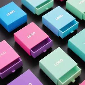 Kotak kertas kardus laci hitam daur ulang kustom dengan cetakan Logo timbul spons untuk sepatu kemasan perhiasan sabun lilin - Product Image 1