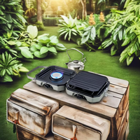 Élégant Mini Réchaud Portable à 2 Brûleurs Barbecue à Gaz de Camping Cuisine Extérieure Facile à Assembler Réchaud Pliant à Gaz Économique