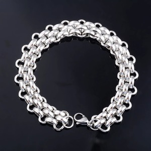 Cadena de Eslabones Gruesos Geométricos de Acero Inoxidable Resistente de 13.5 mm de Ancho, Brazalete Unisex Estilo Punk Hip Hop para Fiesta - Product Image 3