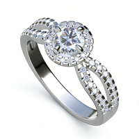 Bague RSWWS080 en argent 925 avec diamant principal entouré de quatre doigts croisés et moissanite de qualité D VVS1, pierres précieuses en vrac
