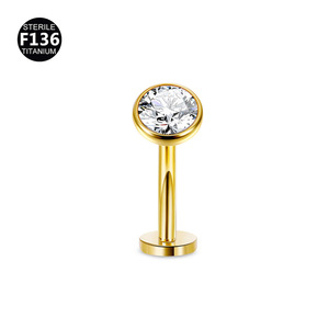 F136 titanio curvado Barbell flotante doble roscado internamente ópalo Arco Iris ombligo anillo elegante cuerpo joyería - Product Image 6