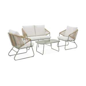 Ensemble <span class=keywords><strong>de</strong></span> <span class=keywords><strong>salon</strong></span> <span class=keywords><strong>de</strong></span> jardin AJUNION, structure en acier, mobilier <span class=keywords><strong>de</strong></span> <span class=keywords><strong>balcon</strong></span>, ensemble <span class=keywords><strong>de</strong></span> <span class=keywords><strong>salon</strong></span> en résine plastique effet corde pour <span class=keywords><strong>4</strong></span> <span class=keywords><strong>personnes</strong></span> - Product Image 1