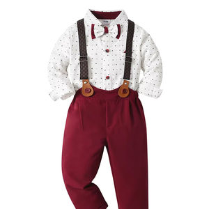 <span class=keywords><strong>Traje</strong></span> Formal de Caballero para Niño Estilo Occidental <span class=keywords><strong>con</strong></span> Camiseta <span class=keywords><strong>Blanca</strong></span> de Manga Larga + Pantalones <span class=keywords><strong>con</strong></span> Tirantes + Pajarita, Ropa para Niño 5A - Product Image 4
