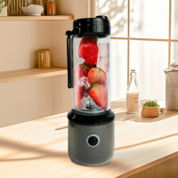 Draagbare oplaadbare USB blender met 3 snelheden, glazen blenderkan, 6 messen voor verse sappen, shakes, smoothies, voor thuis, kantoor en buitengebruik