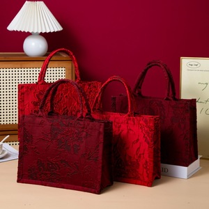 Bolsos de Mano de Lona de Algodón con Estampado Floral en Relieve Rosa de Lujo de Alta Calidad con Perlas para Mujer, Buenas Reseñas, Regalos para Bodas y Día de San Valentín - Product Image 5