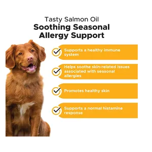 Kulit sehat & mantel minyak ikan Omega 3 EPA DHA suplemen makanan cair untuk hewan peliharaan Salmon minyak untuk anjing & kucing