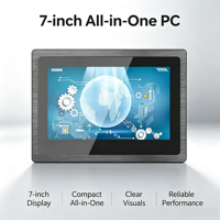 PC industriel tactile sans ventilateur 7 pouces, boîtier en aluminium argenté, processeur J1900, 4 Go de RAM, 64 Go de SSD, écran tactile capacitif, tout-en-un intégré