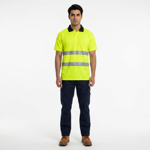Chemises polo de sécurité réfléchissantes personnalisées en polyester avec logo et éclairage LED pour travaux routiers et de construction, haute visibilité - Product Image 1