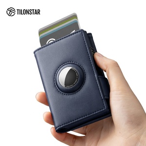 Portefeuille RFID pour cartes de crédit, en cuir et aluminium, minimaliste, pour hommes, <span class=keywords><strong>porte</strong></span>-cartes de visite <span class=keywords><strong>Airtag</strong></span> - Product Image 5