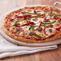 Pierre à pizza en cordiérite de 13-15 pouces, pierre de cuisson en céramique résistante à la chaleur avec pelle métallique pour four, barbecue et grillades