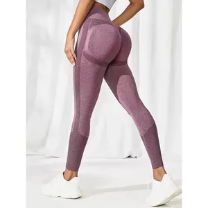 Logo personalizzato Solid Dot Seamless Sport Fitness Leggings vita alta Push Up Lifting pantaloni da Yoga ad asciugatura rapida