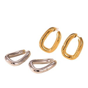 Aros de Acero Inoxidable Chapados en Oro de 18K Estilo Francés, Diseño Geométrico, Sin Níquel, para Regalo - Product Image 5